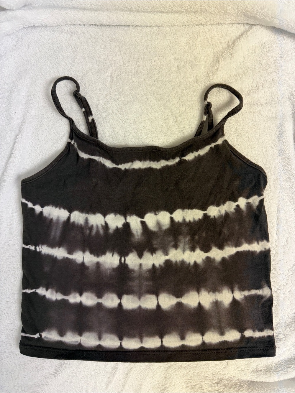 American Eagle Outfitters Black & White Tie-Dye Spaghetti Strap Camisole